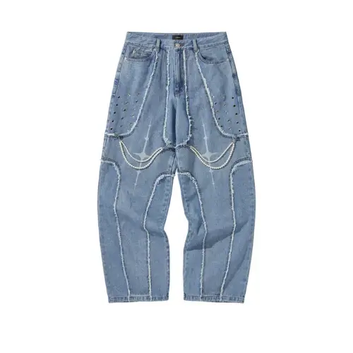 LIBERE DESTROYED CROSS DENIM PANTS
