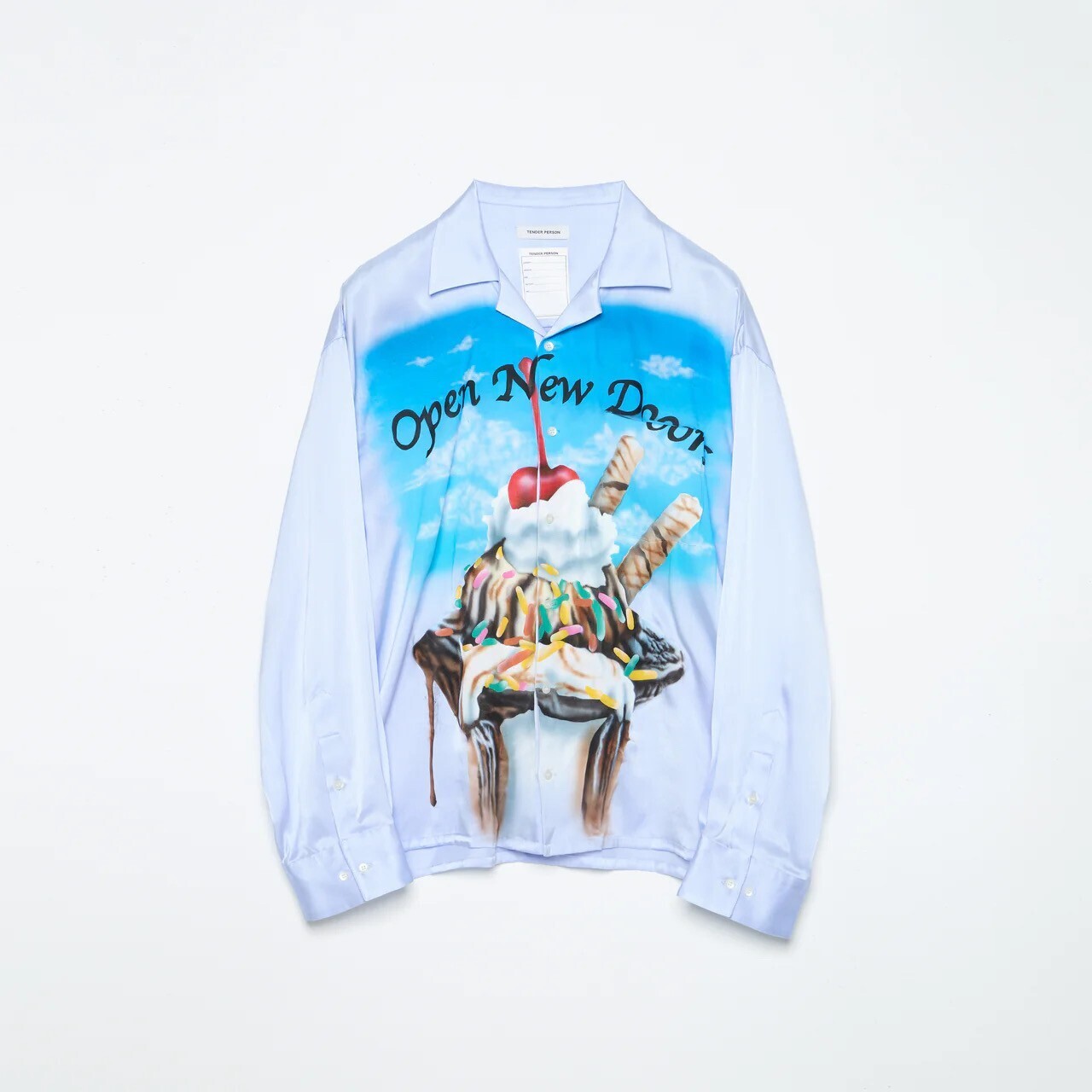 TENDER PERSON SILK OPEN COLLER SHIRT / BLUE