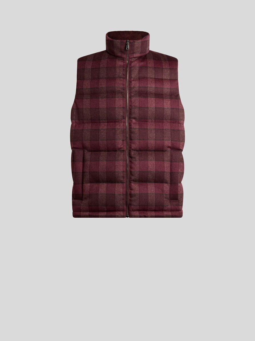 ETRO チェック ウール＆カシミア ダウンベスト
