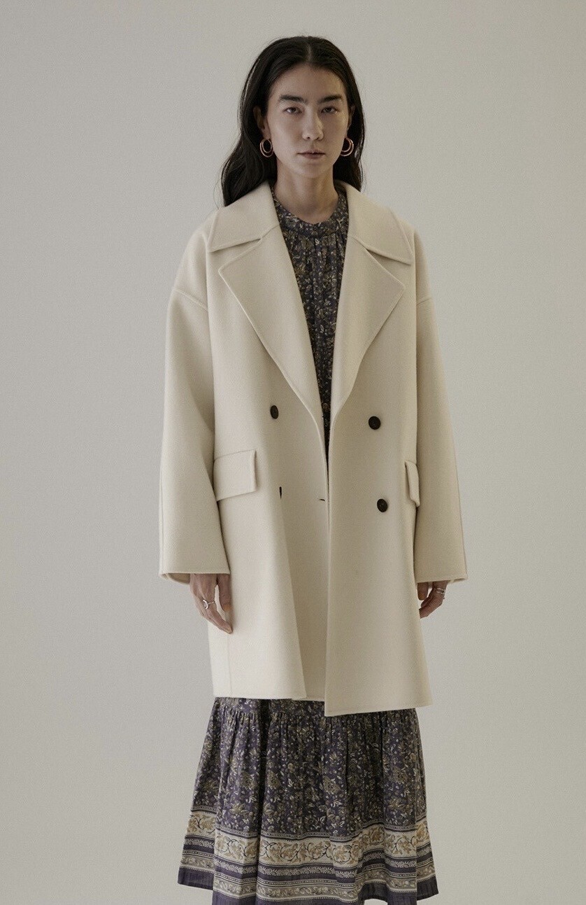 SALON adam et rope' ピュアラムウールリバーリラックスハーフPコート