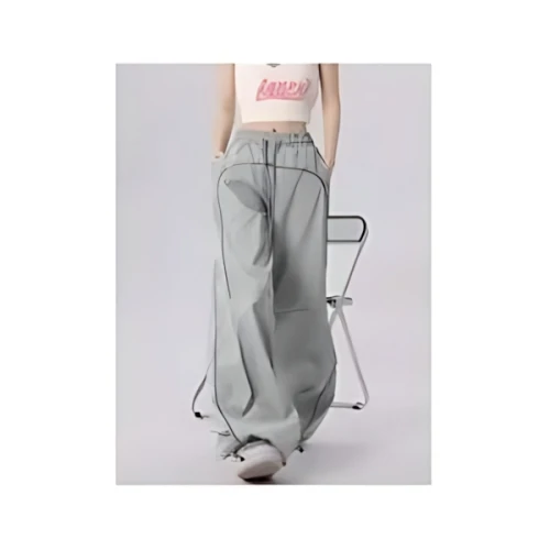 SHEIN ドローストリングウエスト ワイドレッグパンツ