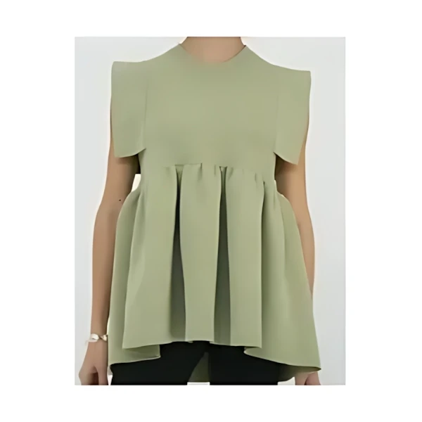 CLANE SQUARE SELEEVE GATHER KNIT TOPS