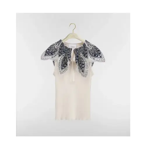 DIOR ラッフルカラー ノースリーブセーター