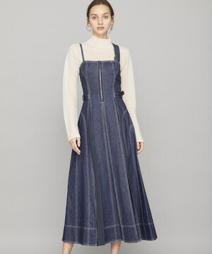 CASA FLINE フロントホックデニムロングワンピース