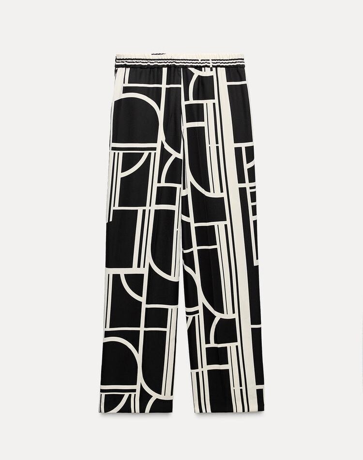 ZARA ジオメトリックプリントワイドレッグパンツ