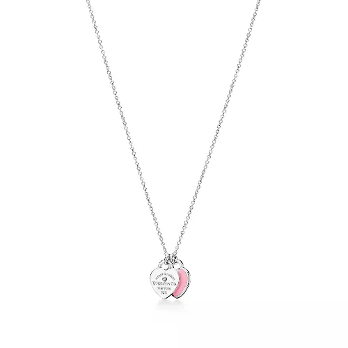 Tiffany & Co. ピンク ダブル ハート タグ ペンダント