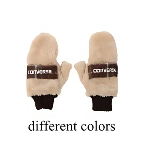 CONVERSE チェック柄 フリースバンド付き ボアグローブ
