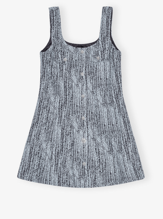 GANNI Blue Cotton Tweed Mini Dress