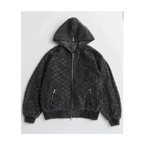 MAISON SPECIAL Diamond Beads Embroidery Denim Hoodie