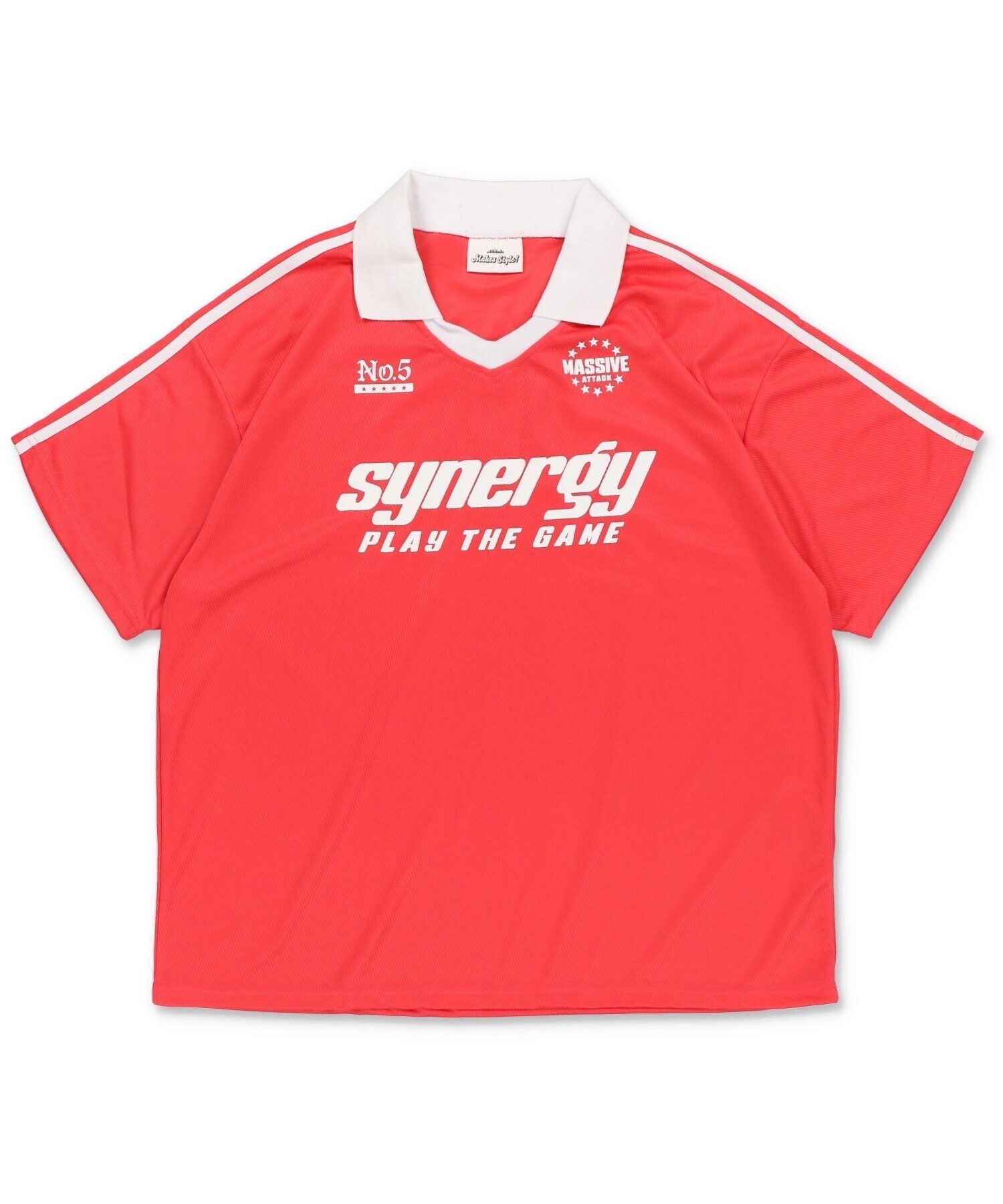 SPINNS 襟付きメッシュ半袖サッカーTシャツ