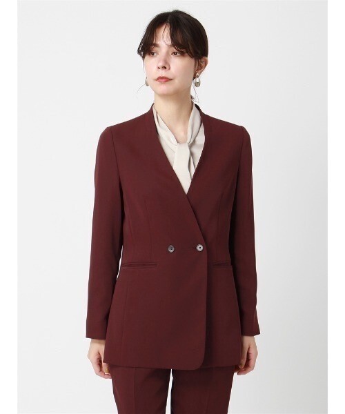 SUIT SQUARE ダブルブレストジャケット ノーカラー