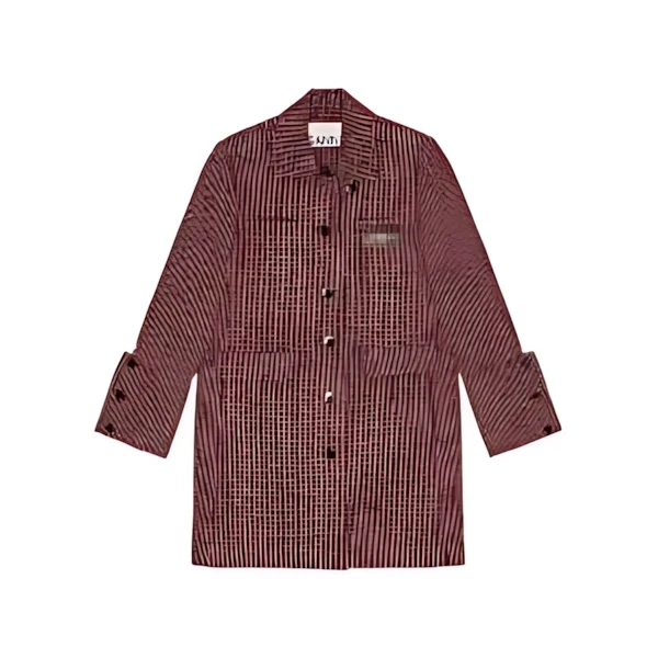 GANNI Red Check Midi Jacket