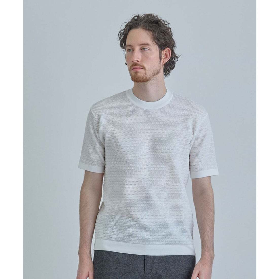 MEN'S BIGI 【ACTIVE TAILOR】ブリスターニットジャカードTシャツ