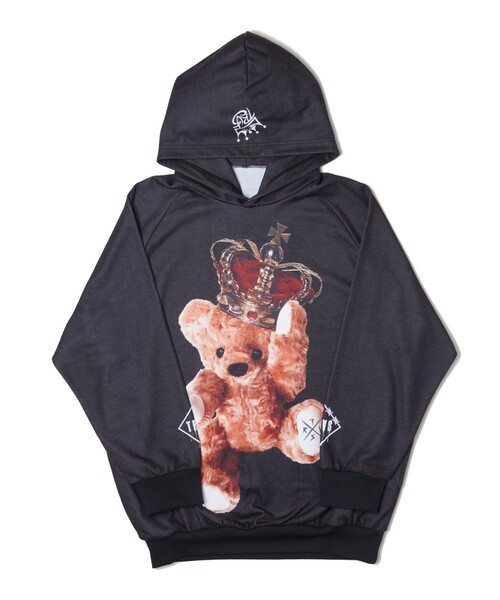 TRAVAS TOKYO Crown bear Super big hoodie/王冠くまプリントパーカー