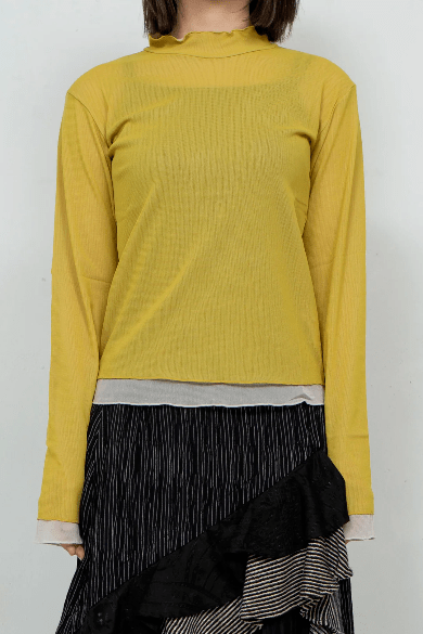 Fumiku Net Tulle Tops YELLOW