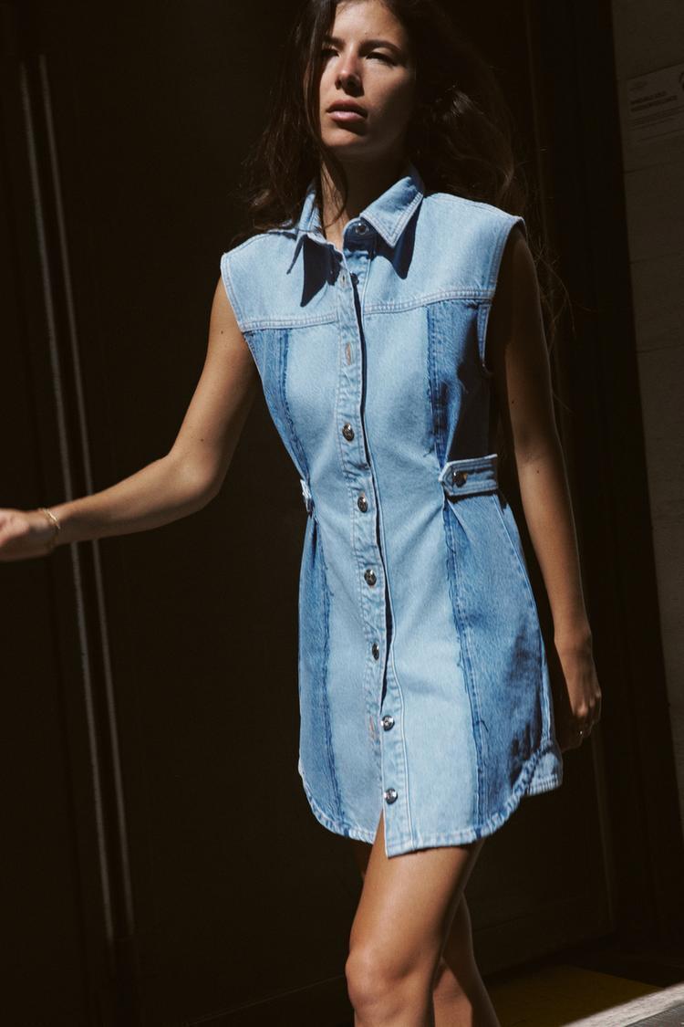 ZARA ミニ デニム PATCHWORK ワンピース