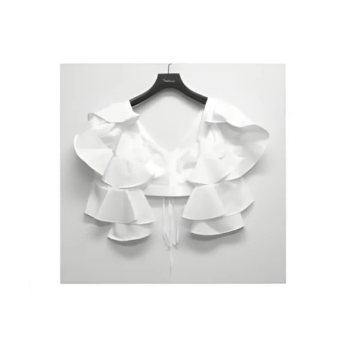 FETICO RUFFLED SLEEVE BUSTIER TOP(WHITE)