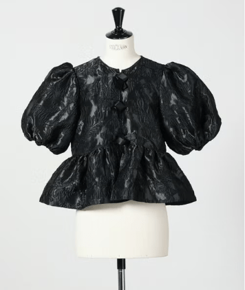GANNI Satin Peplum Tie Blouse