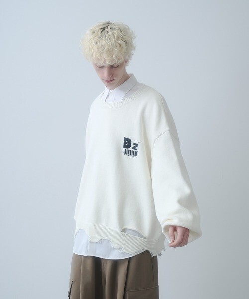 DOOPZ Logo Damage Knit - ロゴダメージニット