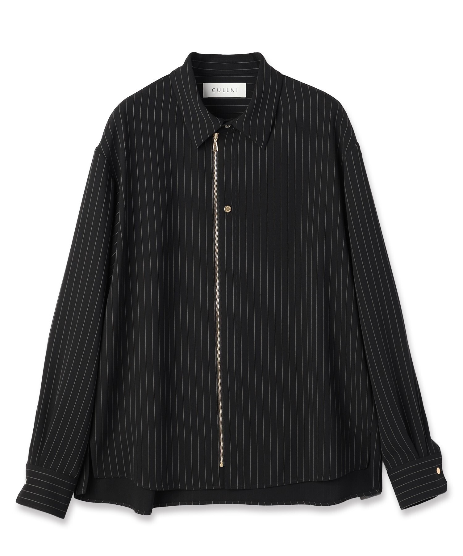 CULLNI Stripe Double Cloth Zip Up Shirt