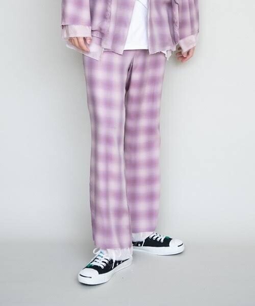 DISCOVERED OMBRECHECK SLACKS PANTS セットアップオンブレーチェックスラックスパンツ