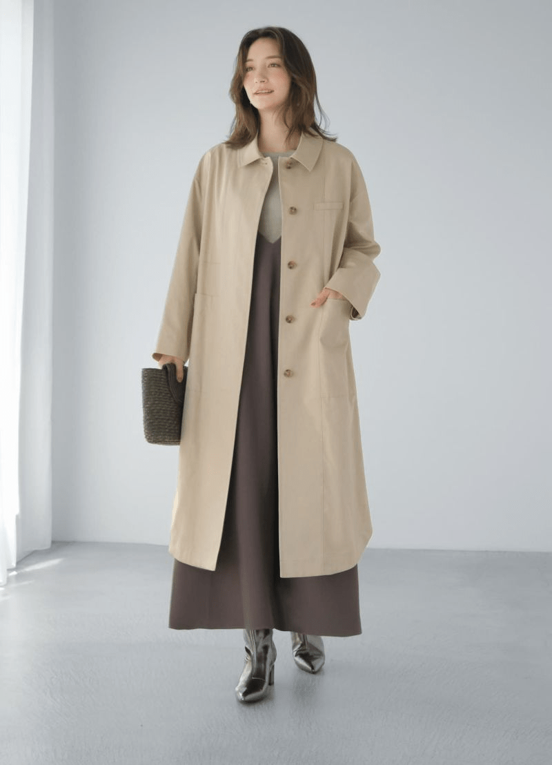 STYLE DELI 【Made in JAPAN】サイドスリットステンカラーコート