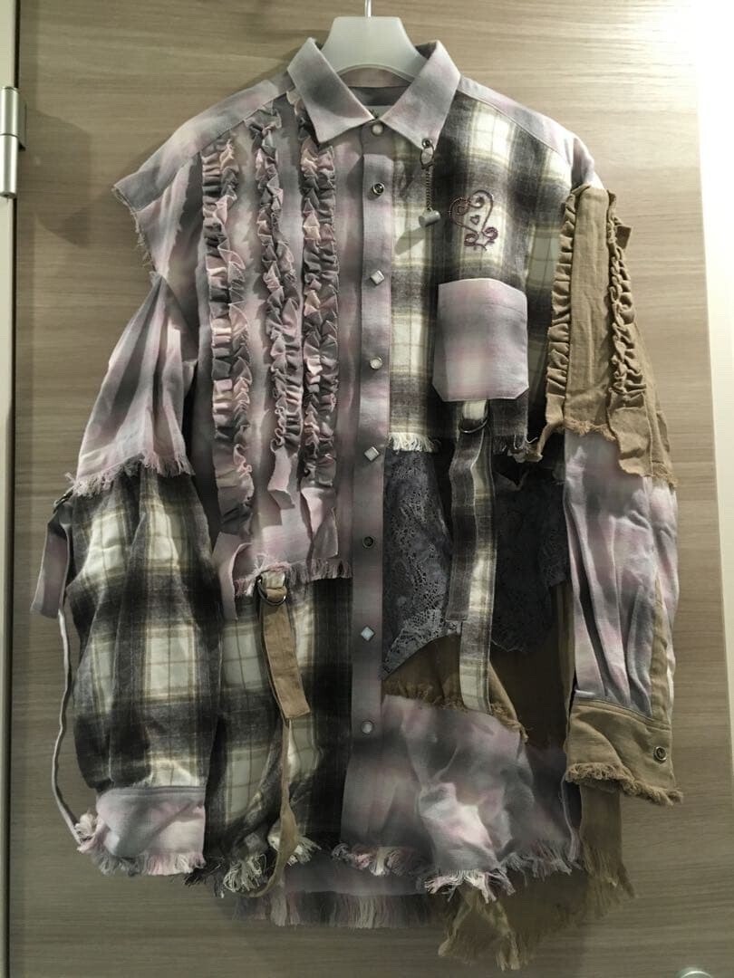 rurumu: patchwork broken check shirts
