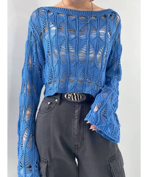 EMODA クロシェダイヤモンドショートニット