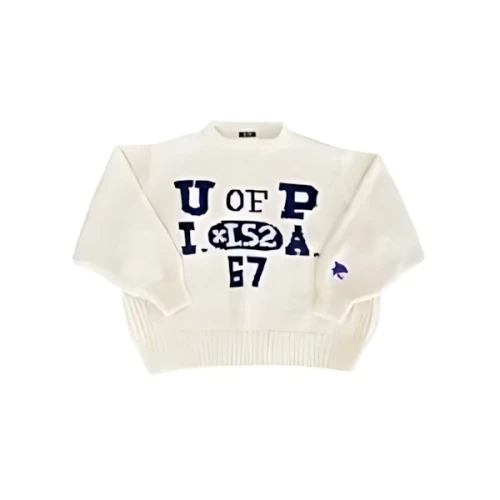 RICE NINE TEN Hand Knit College Sweater (OFF WHITE)