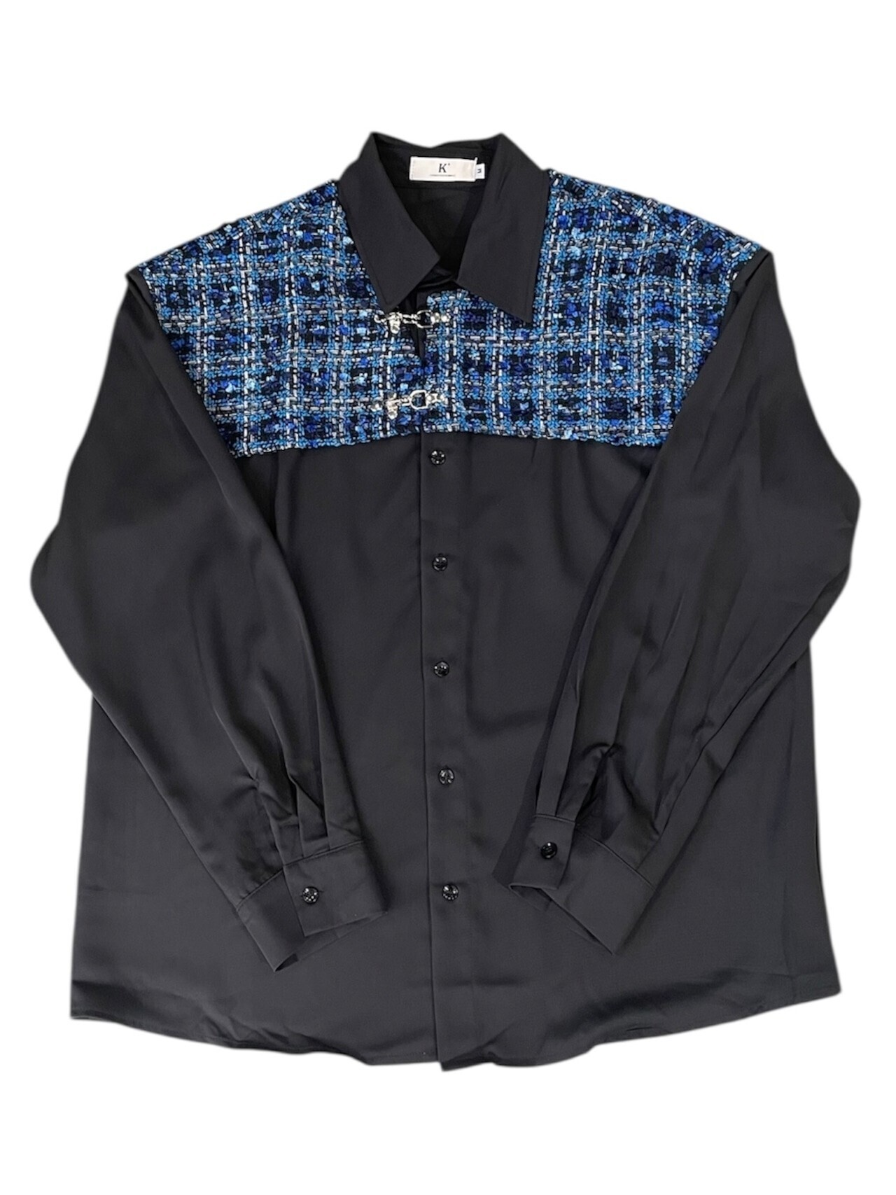 ALUDE tweed buckle design collar shirt