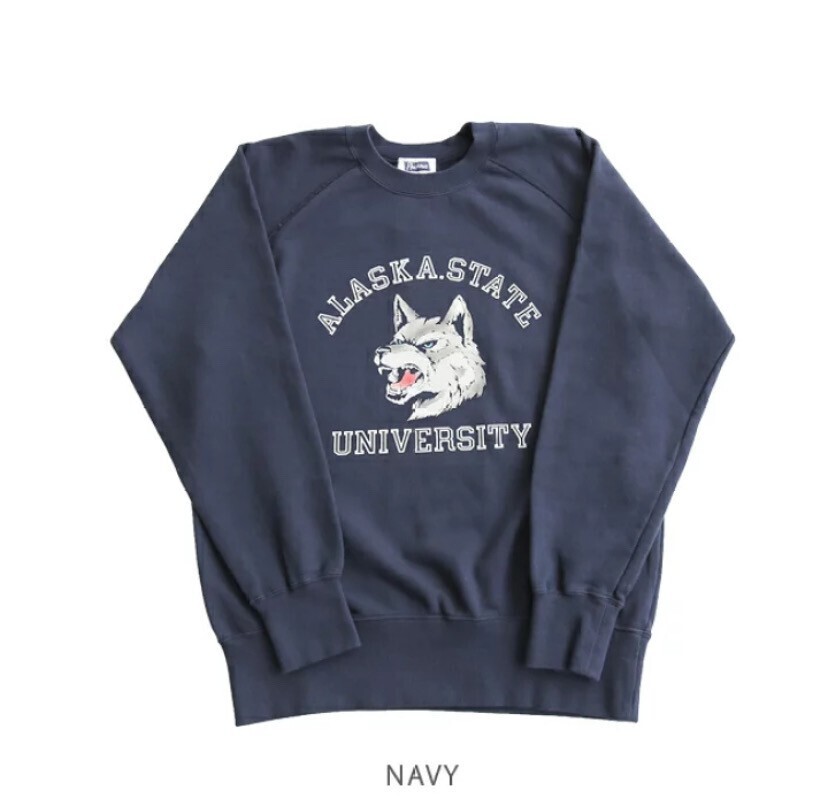 Pherrow's 裏毛ライトウェイトスウェット"ALASKA.STATE UNIVERSITY"