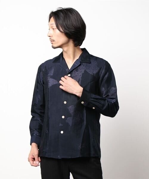 BED J.W. FORD Opencollar sh lacquard/ジャガード織シャツ