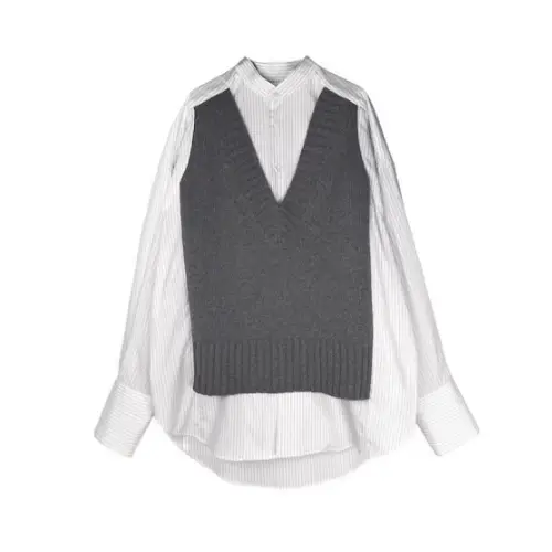 THE KEIJI HYBRID V-NECK KNIT SHIRT