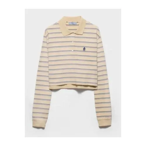 PRADA Logo striped cotton piqué polo shirt