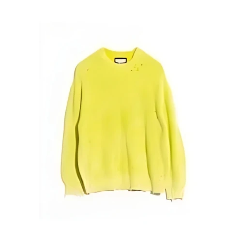 MAISON SPECIAL Snow Wash Damaged Prime-Over Crew Neck Knit Pullover