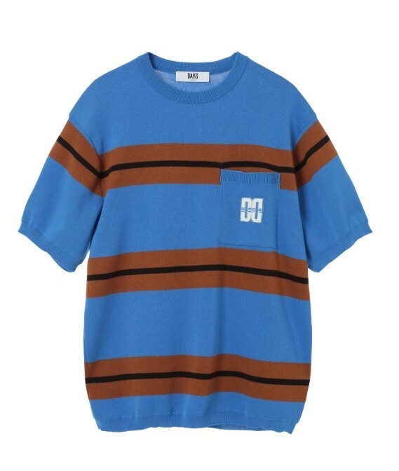 DAKS ボーダーDDロゴニットTシャツ