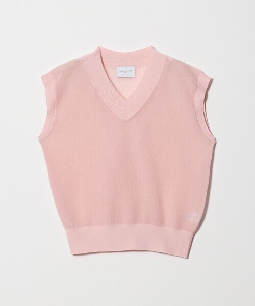UNITED ARROWS ミニ Vネック フレンチスリーブ ニット ‐ウォッシャブル‐