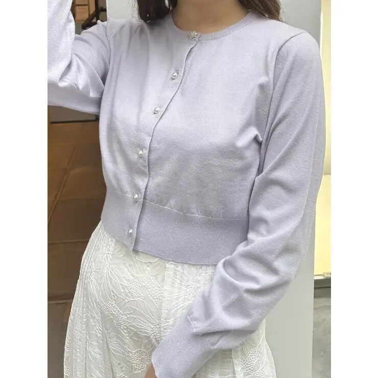 MERCURYDUO ビジューボタンニットカーディガン