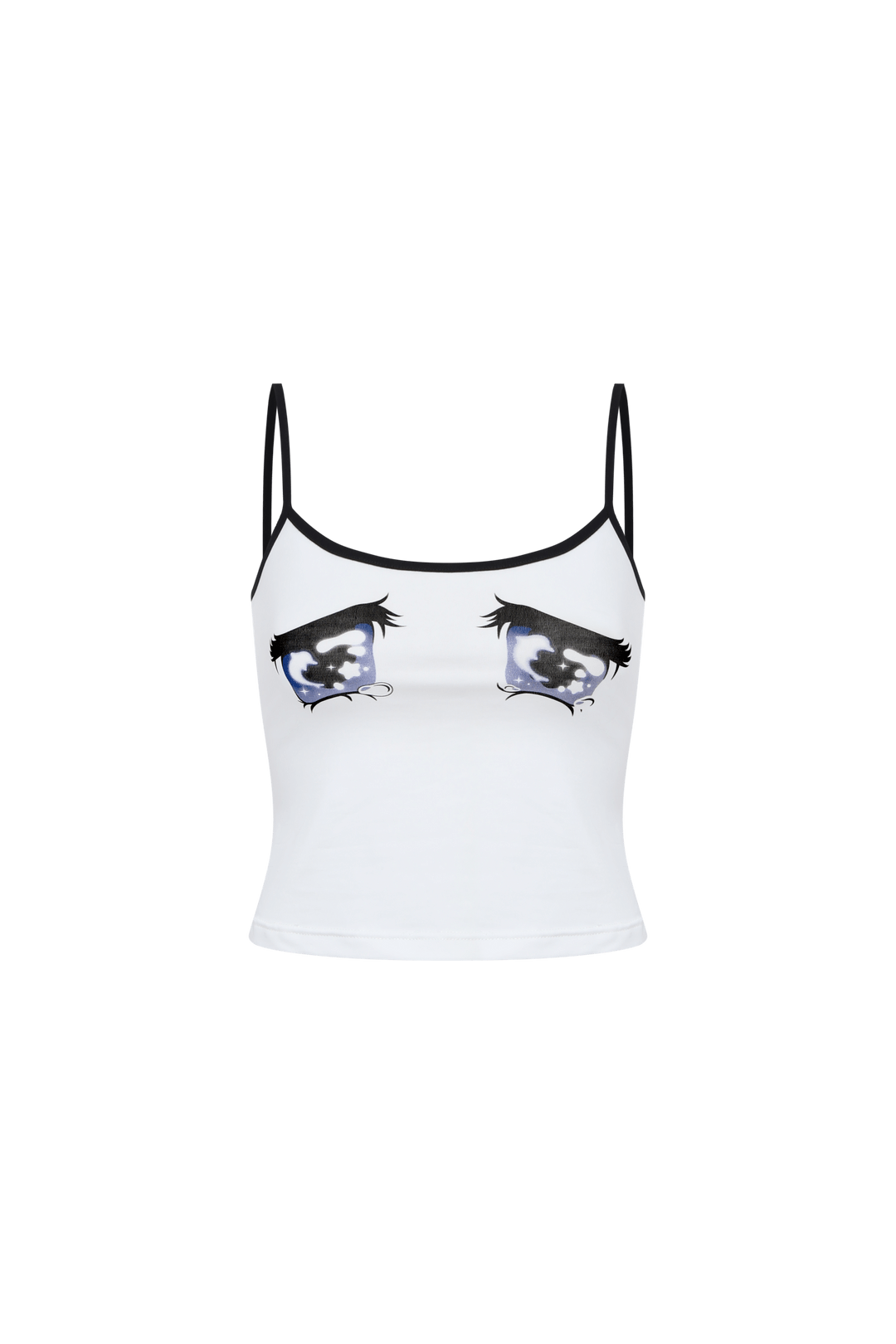 No Dress Nodress White "No Cry" Crying Eyes Printed Camisole