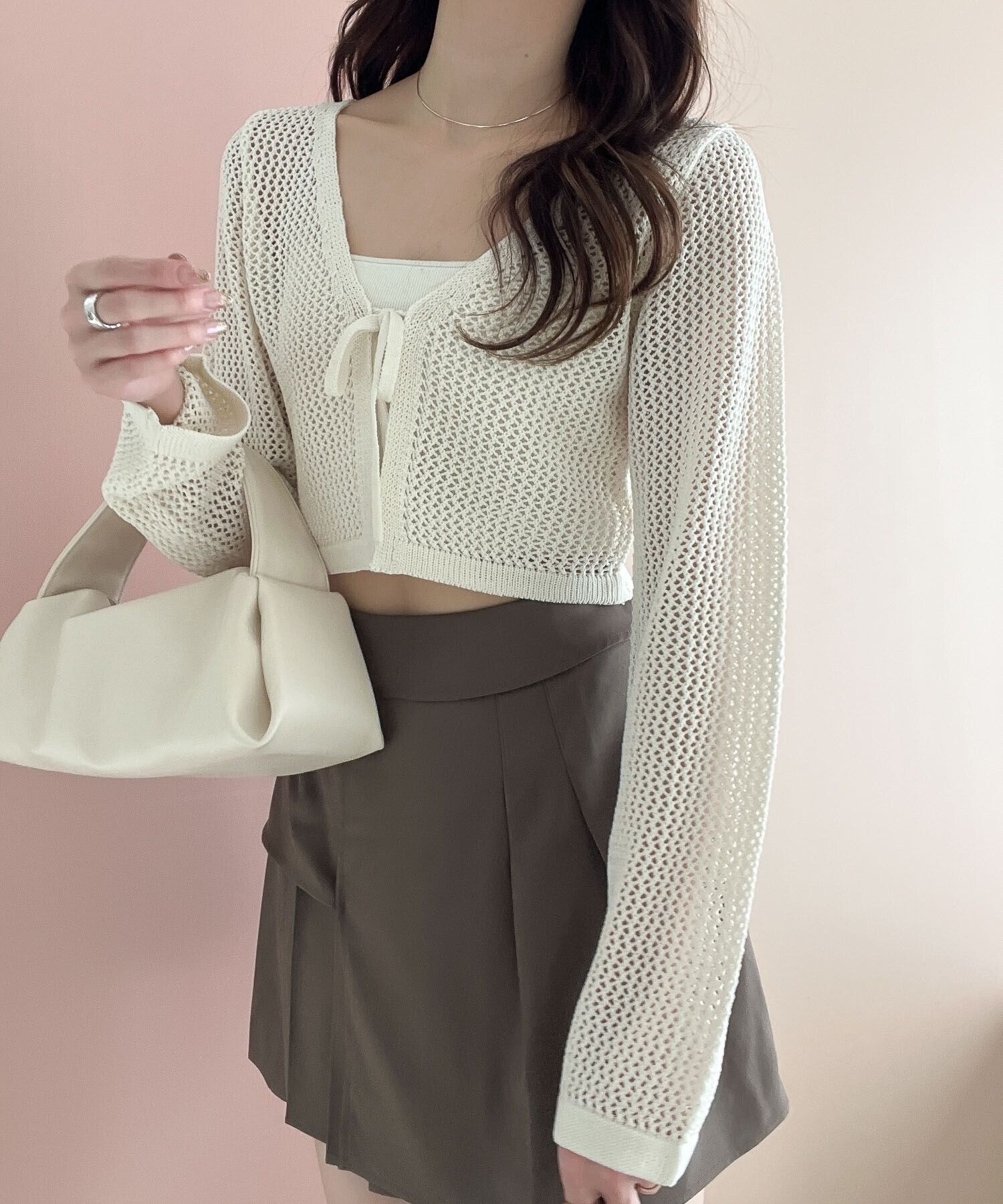 Heather メッシュカーディガン