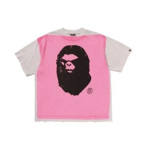 A BATHING APE MAD FACE HANDPRINTING TEE