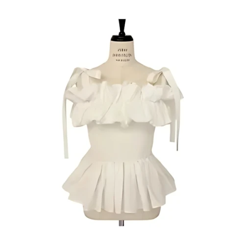 HONEY MI HONEY cotton frill ribbon camisole