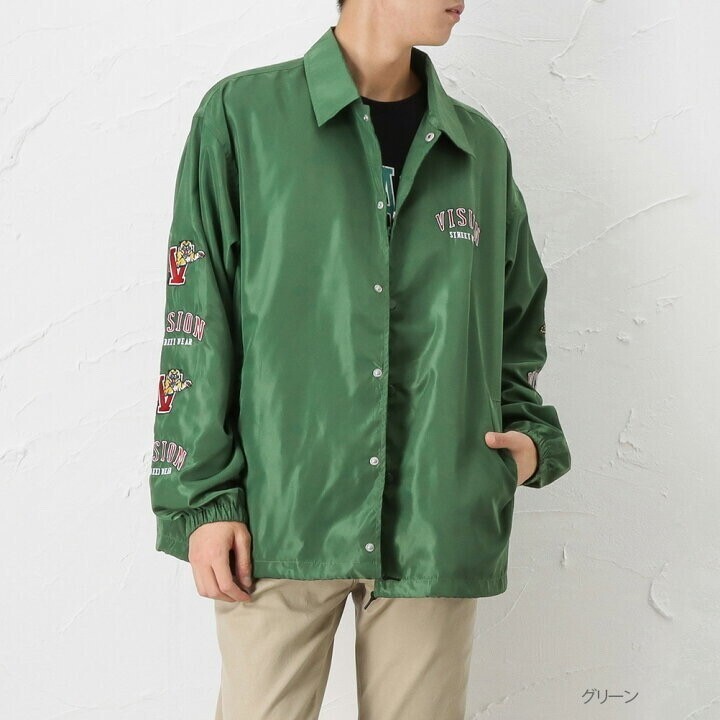 VISION STREET WEAR コーチジャケット メンズ 長袖 ライトアウター アウター スナップボタン