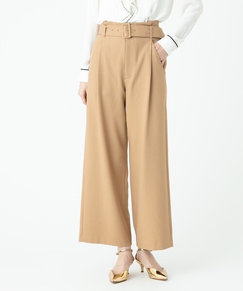allureville ウールライクポリBIGバックルパンツ