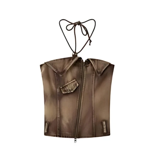 Cest Nous Diagonal Zipper Tube Top