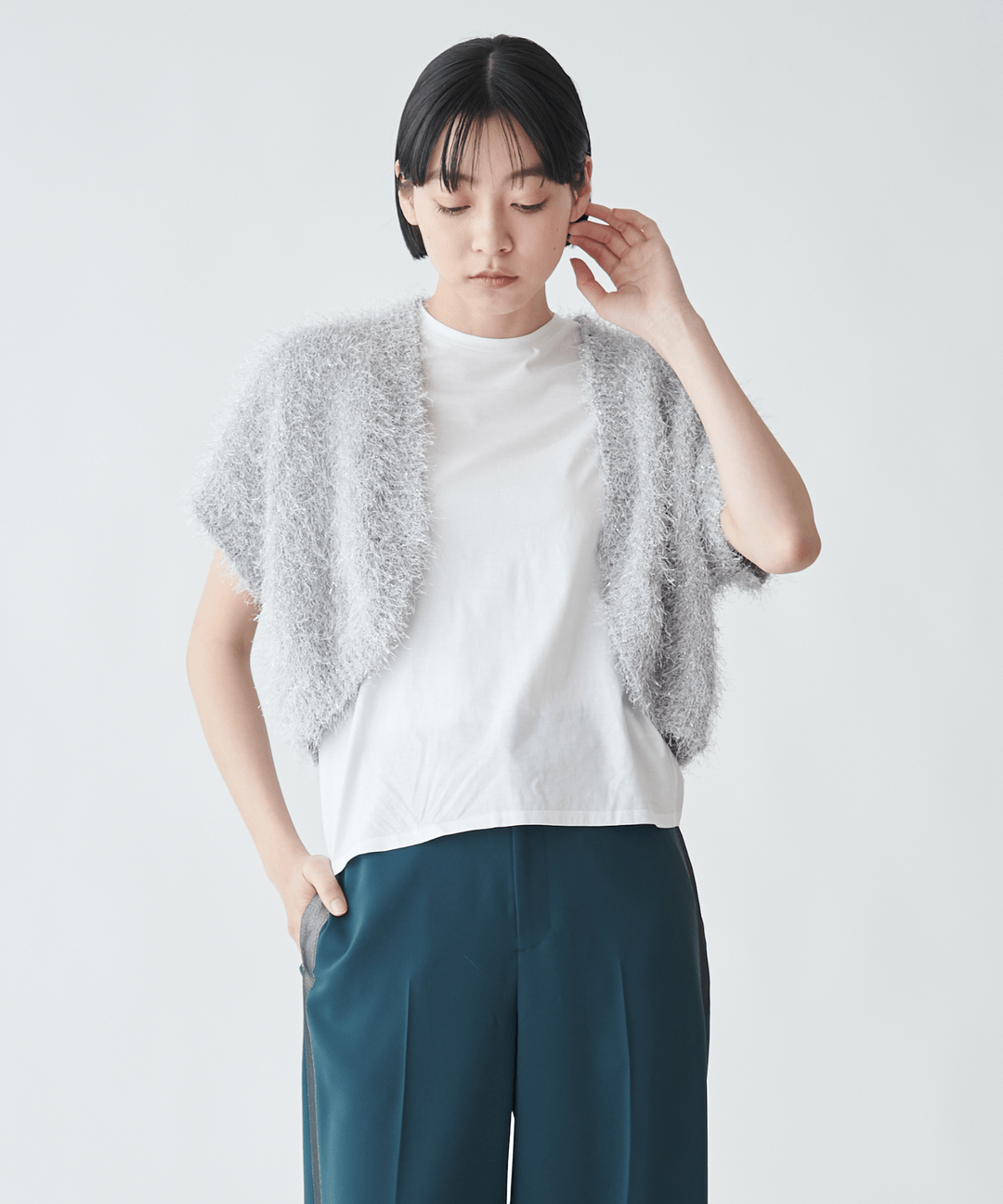 Brahmin ファンシーヤーンニットボレロ