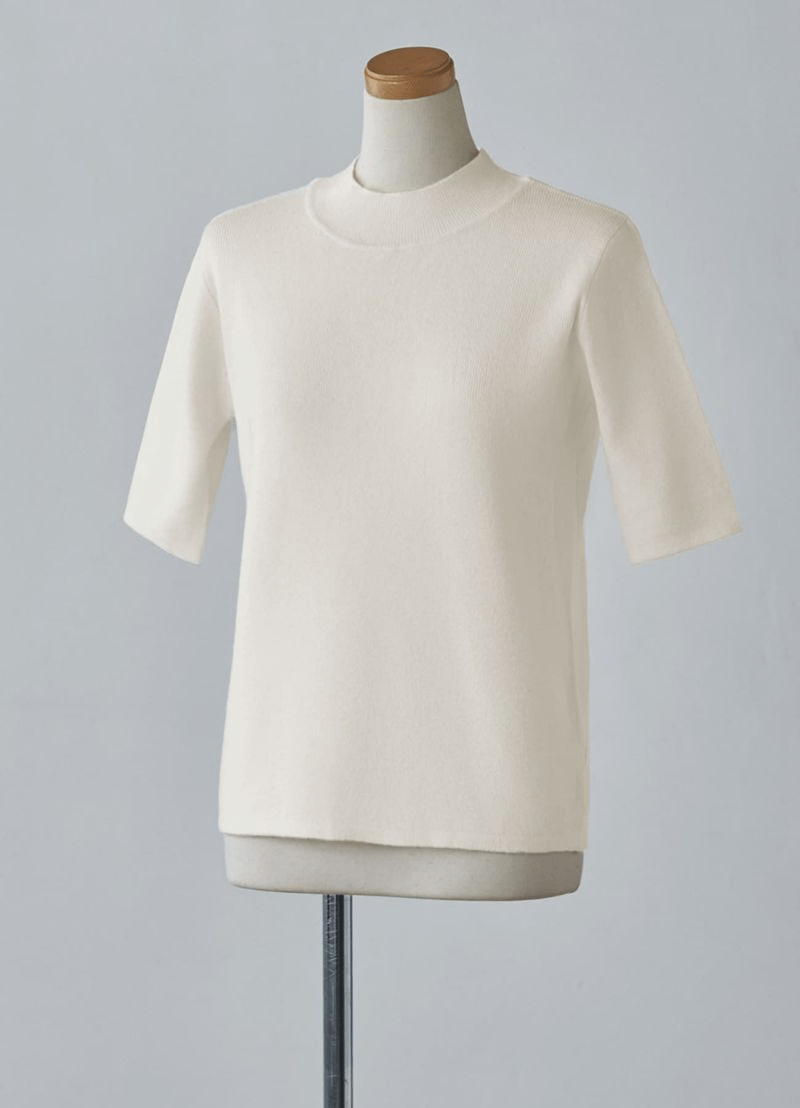 STYLE DELI ソフトタッチ◆５分袖ハイネックトップス