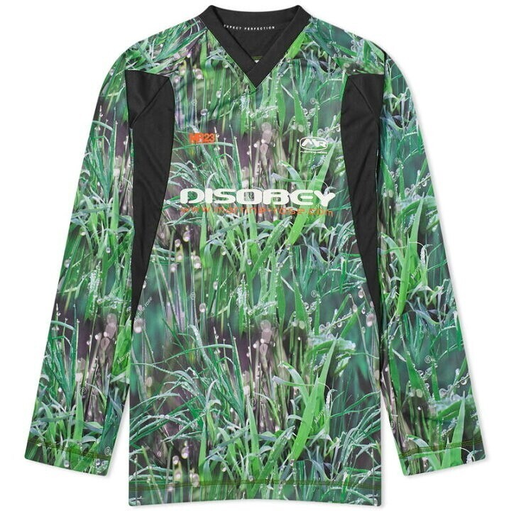 Martine Rose Panelled Football Top Grass Print & Black