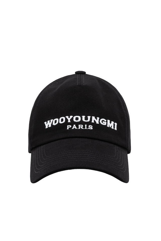 WOOYOUNGMI ブラック エンブロイド ベースボールキャップ