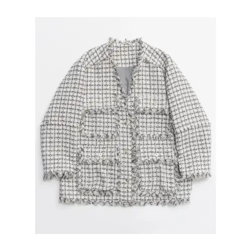 MAISON SPECIAL Fringe Tweed Long Jacket